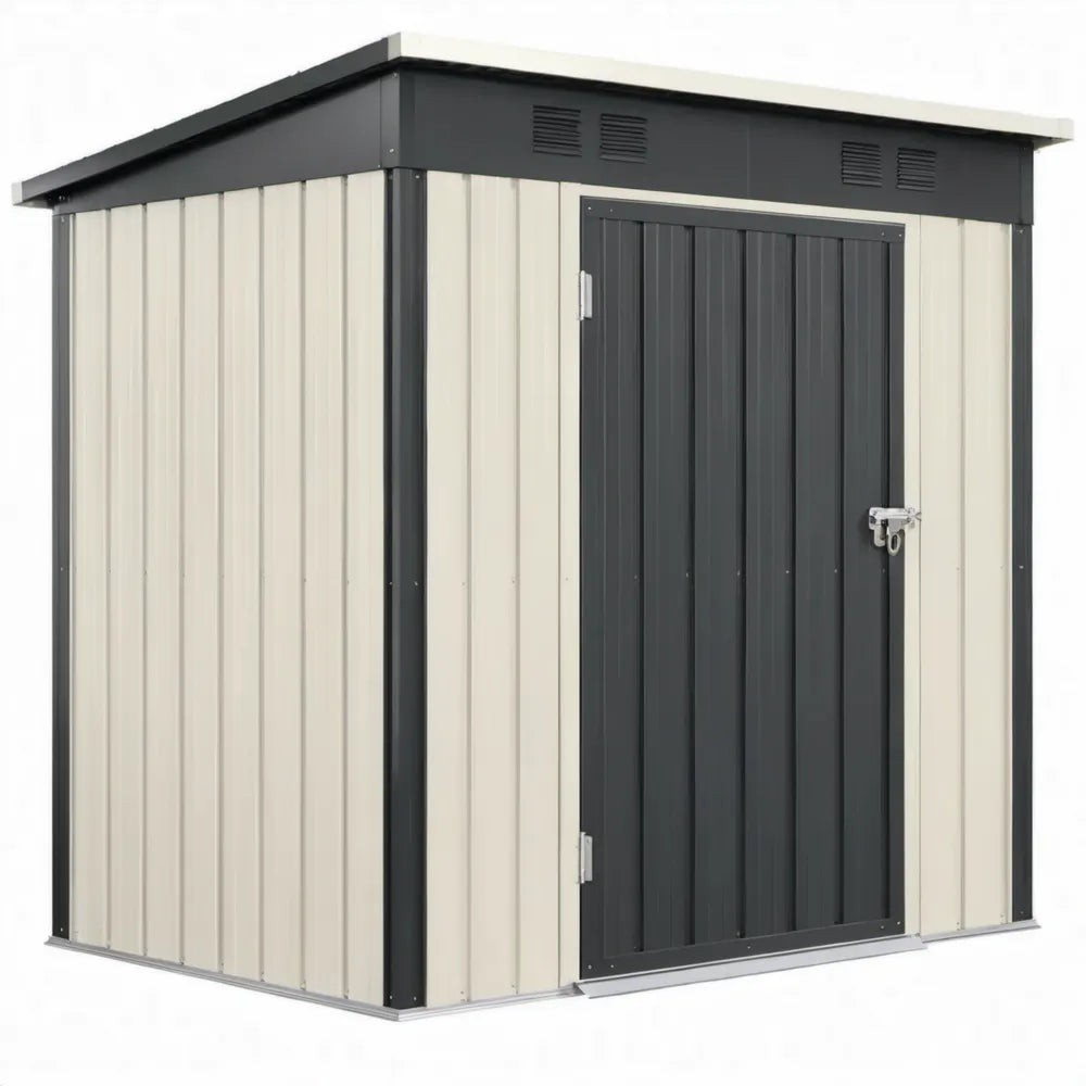 Metalen tuinschuur van gegalvaniseerd staal 213 x 191 x 195 cm Beige/Antraciet