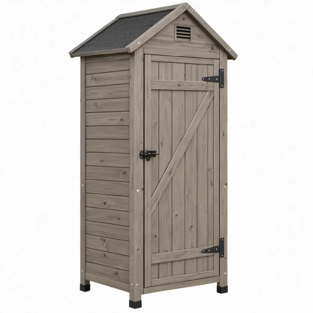 Tuinschuur met enkeldeur 77 x 54 x 179 cm Grijs massief grenenhout