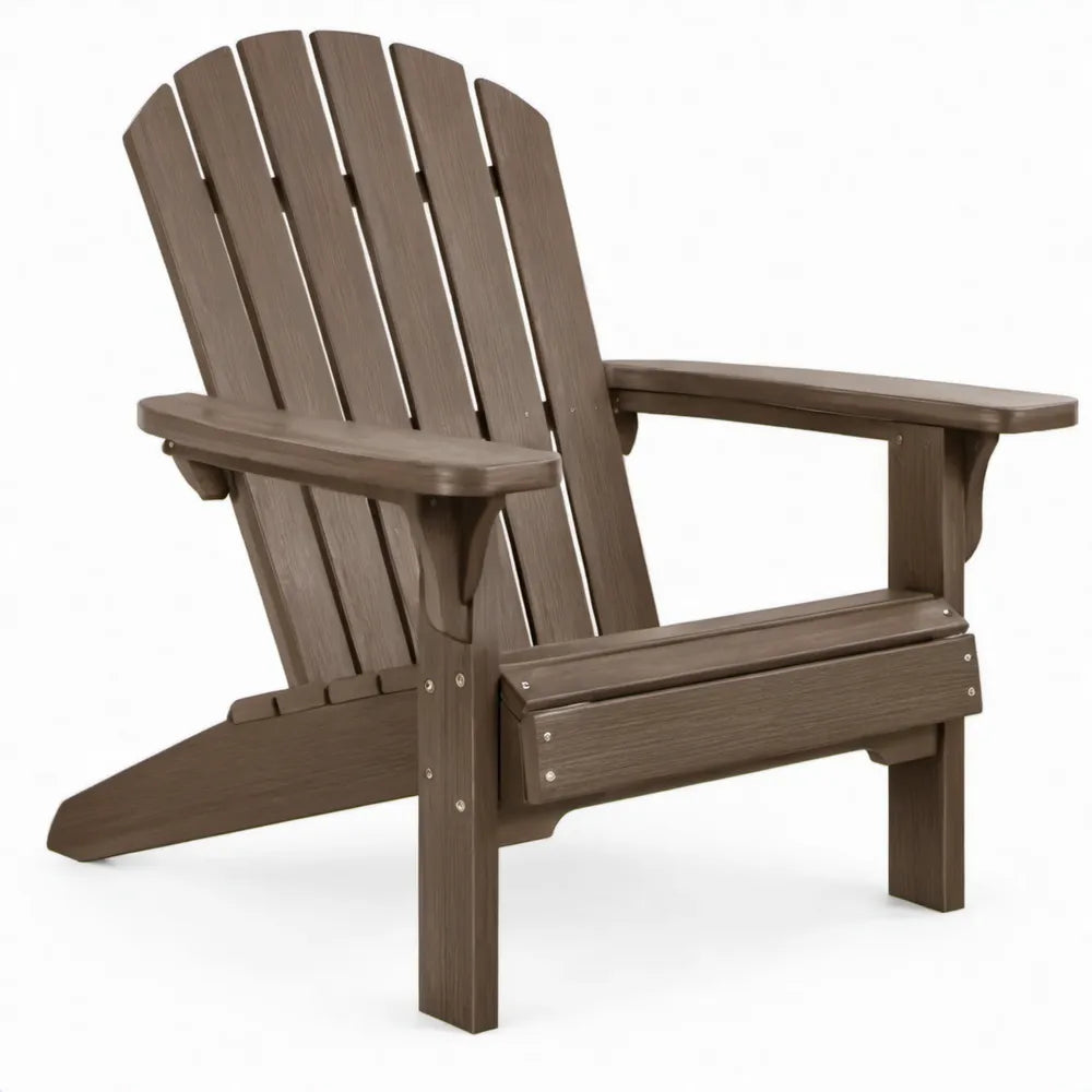 Bruine Adirondackstoel van HDPE met Brede Armleuningen – 83 x 78 x 98 cm