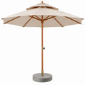 Ronde tuinparasol Ø300 x 250 cm met granieten voet, crème/bruin/grijs