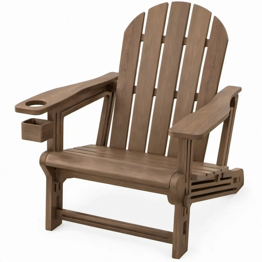 Bruine Adirondackstoel van HDPE met uitschuifbare bekerhouder, 80 x 83 x 98 cm