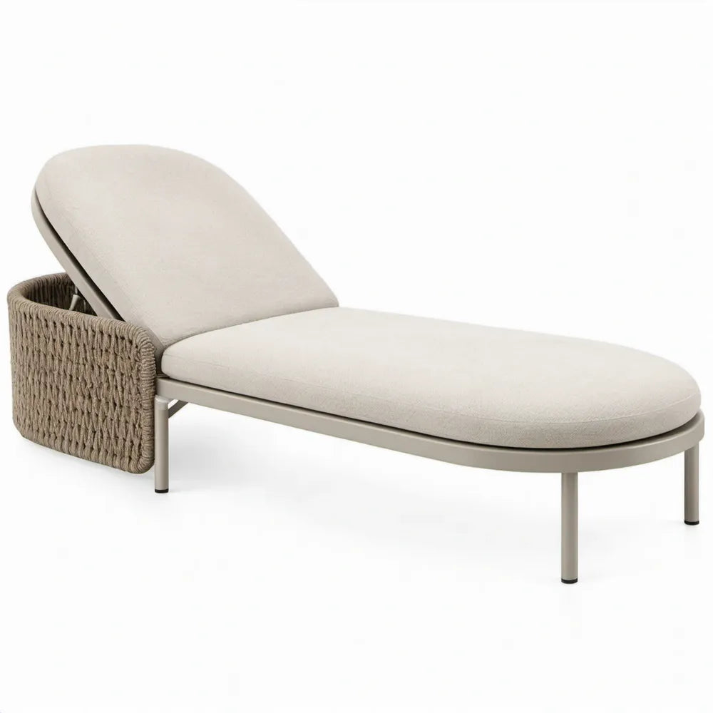 Ligbed met verstelbare rugleuning 170 x 75 x 78 cm Beige/Taupe