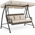 3-zits tuinschommel met luifel 200 x 125 x 170 cm Beige Bruin Zwart