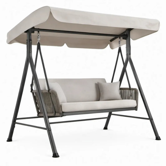 3-zits tuinschommel met luifel 200 x 120 x 170 cm Beige/Zwart