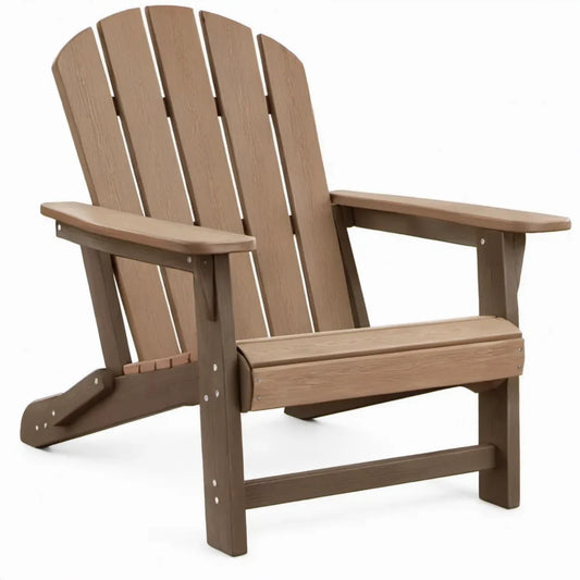 Bruine Adirondackstoel van HDPE met waaiervormige rugleuning, 83 x 78 x 94 cm