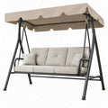 3-zits tuinschommel met luifel, 200 x 125 x 170 cm, beige/zwart