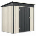 Metalen tuinschuur van gegalvaniseerd staal 213 x 191 x 195 cm Beige/Antraciet