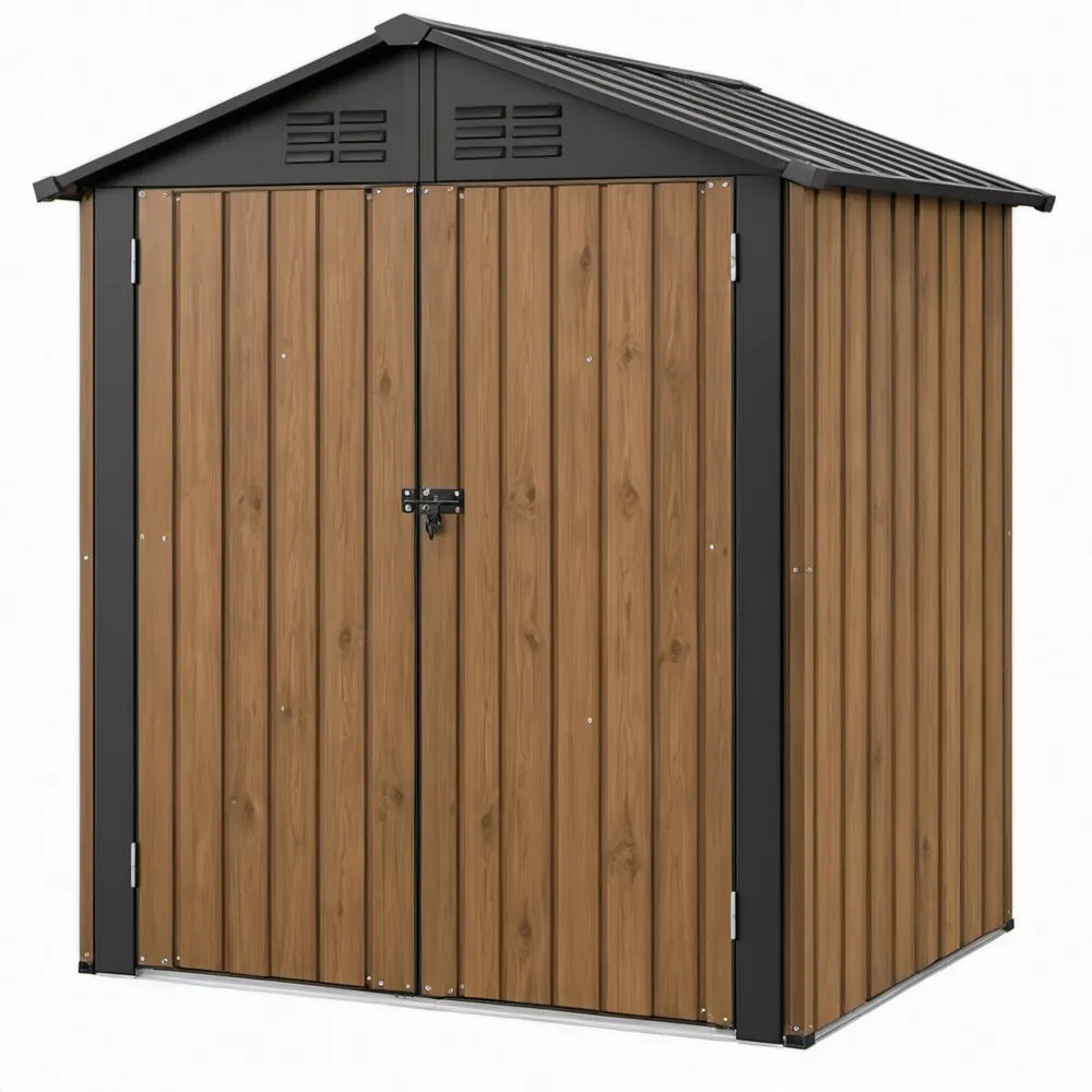 Tuinhuis van gegalvaniseerd staal met zadeldak, bruin/antraciet, 213 x 127 x 185 cm