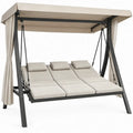 3-persoons tuinschommel met neerklapbaar ligvlak en dak 200 x 200 x 200 cm Beige/Zwart