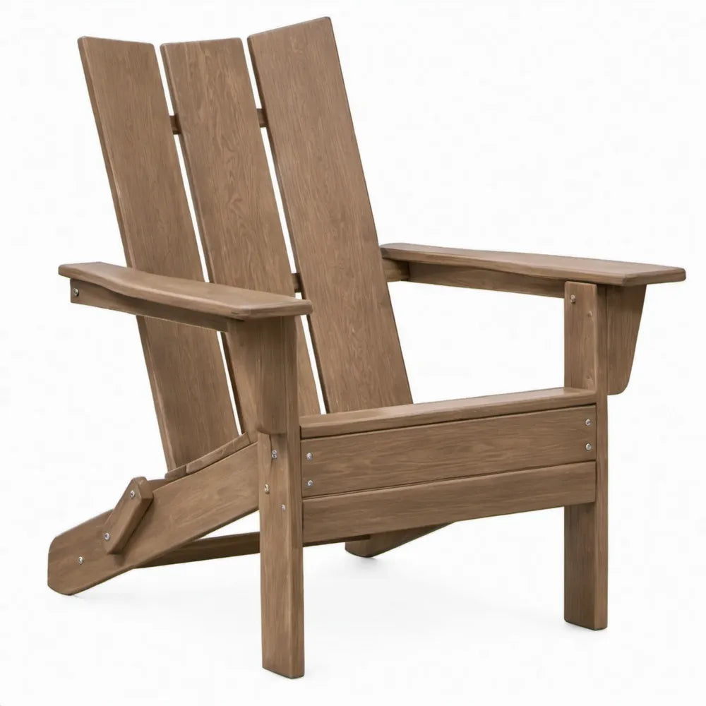 Bruine Adirondackstoel van HDPE met houtnerfstructuur, 83 x 79 x 98 cm