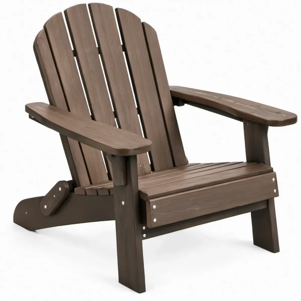 Bruine Adirondackstoel van HDPE met houtnerfstructuur, 78 x 83 x 93 cm